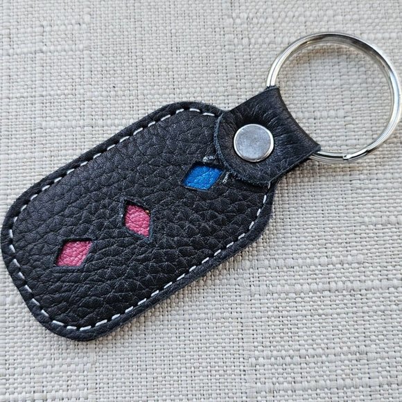 Keychains Black Genuine Leather Keys Holder Handmade Key Ring New - Picture 2 of 9